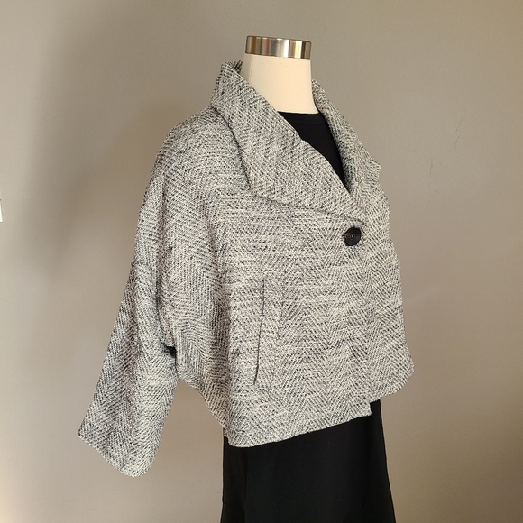 Eileen Fisher Cropped Tweed Kimono Style Swing Jacket Size PP - Picture 5 of 15